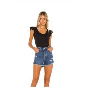 Free People We The Free Crvy Vintage High Rise Shorts Button Fly Med Wash Sz 25